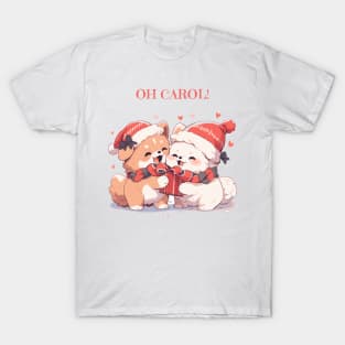 Cute puppies singing Christmas carols T-Shirt